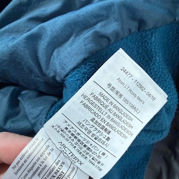 Arc'teryx Men's Atom LT Hoody Jacket Blue L - Picture 9 of 10